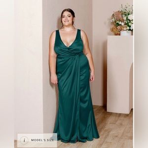 Revelry Emerald Satin Blair Dress